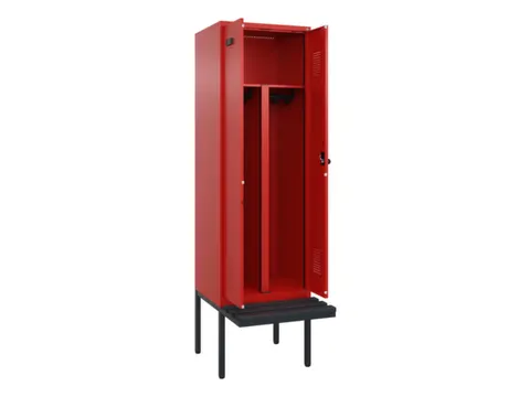 PBM-locker met bank,HxBxD 2120x600x815mm,2vak,vak B 300mm,draaigrendel