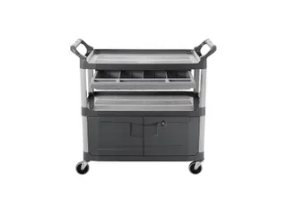 Serveerwagen Met Vergrendelbare Deuren en Schuiflade Grijs - 4