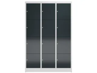 Lockerkast 1800x1185x500mm 3x4 vakken cilinderslot, sokkel, RAL7016 - 2