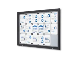 Vitrinekast mededelingenbord Outdoor 18xA4 met gasveer Zwart