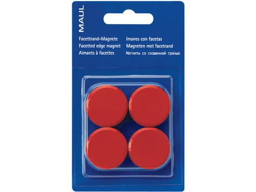 Magneet Maulsolid, Diameter 32 Mm, Rood, Blister Van 4 Stuks