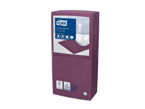 Cocktailservet 24x24cm 2-laags 1/4-vouw Paars 477833, 12x200st