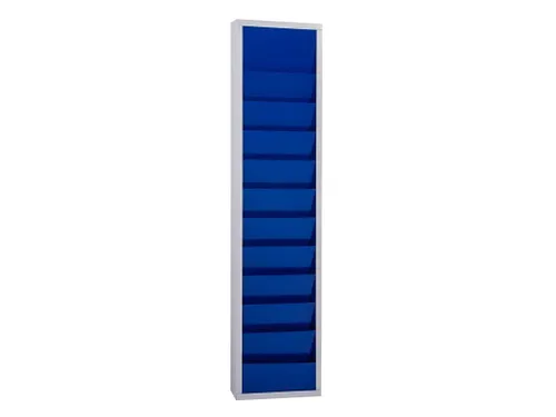 orderplanner,10vakken,HxBxD 1278x315x74mm,plank(en) plaatstaal,blauw