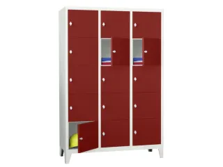 lockerkast,HxBxD 1850x1200x500mm,3x5vakken,RAL7035,front RAL3000 - 2