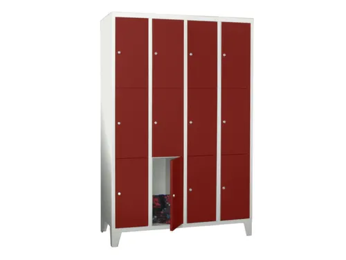 lockerkast,HxBxD 1850x1600x500mm,4x3vakken,RAL7035,front RAL3000