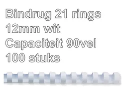 Bindrug Fellowes 12mm 21-rings A4 wit 100stuks