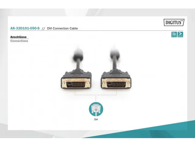 DVI-aansluitkabel DVI(24+1) 2x ferriet St/St 5m DVI-D Dual Link zwart