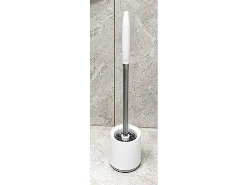 Kunststof toiletborstel wit met ronde voet en wandfunctie