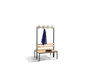 Omkleedbank L 1000Mm Houten Zitlatten Dubbelzijdige Hakenlijst Ral7021 - 1