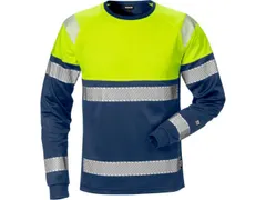 Fristads 7519 T-shirt voor P/COT, fluo geel/marineblauw, maat XS, per