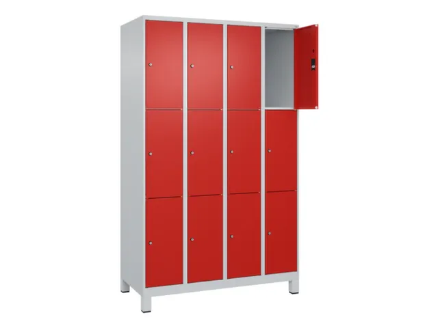 lockerkast,HxBxD 1950x1200x500mm,4x3vakken,vak B 300mm,cil.-slot