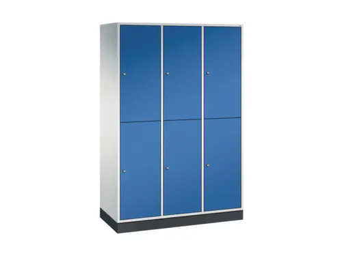 Dubbeldekse garderobekast,RAL 7035/RAL 5010,HxBxD 1950x1220x500mm