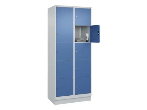 lockerkast,HxBxD 1950x800x500mm,2x5vakken,vak B 400mm,cil.-slot,sokkel
