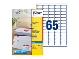 Etiket Avery J8651-25 38.1x21.2mm Inkjet wit 1625 stuks