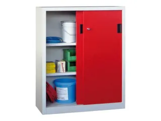 schuifdeurkast,HxBxD 1200x1000x400mm,RAL7035,front RAL3000 - 2