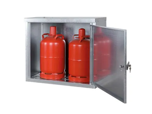gasflessenkast,v. 2x11kg fles,HxBxD 750x860x400mm,m. dak,vleugeldeur