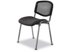 Bezoekersstoel Ovale Buis Aluminium Zitting Donkergrijs Stof Netrug Zw