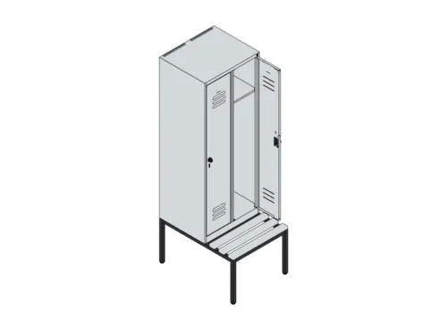 locker met bank,HxBxD 1950x600x815mm,2vak,vak B 300mm,cil.-slot