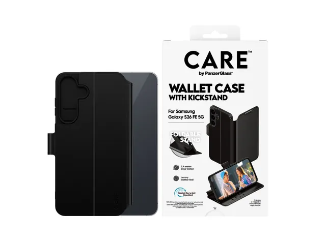 PanzerGlass CARE by Wallet Case Black Samsung Galaxy S26 FE, Hoe
