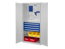 werkplaatskast,HxBxD 1950x1000x600mm,2xStalen bodem,4lade(n),RAL5010