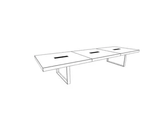 vergadertafel,HxBxD 730x4200x1400mm,hoekig,sledeframe verchroomd - 3