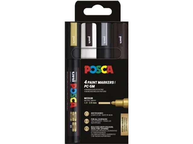 Uni POSCA paintmarker PC-5M 4 stuks metallic