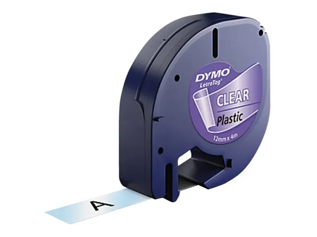 Lettertape Dymo 12267 Letratag 12mm Plastic Zwart Op Transparant