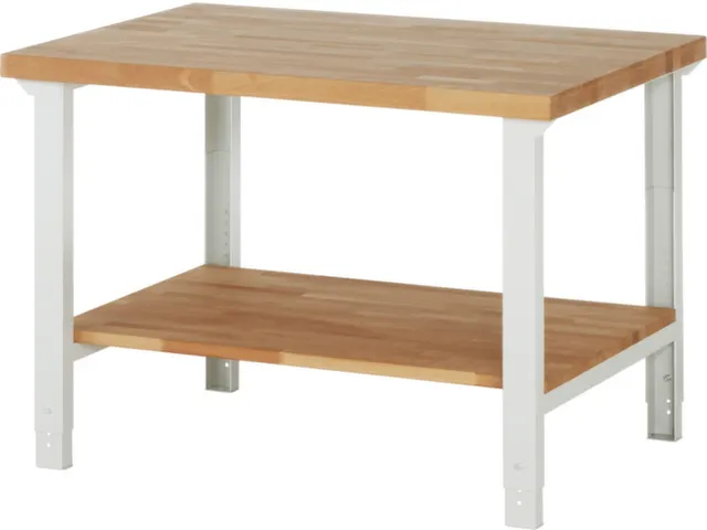 werkbank,HxBxD 790-1140x1250x900mm,beukblad,draagverm. 750kg,4voeten