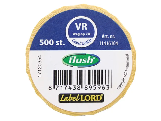 Voedseletiketten 59x23x59mm Flushlabel VR weg op ZO