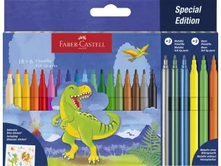 Viltstift FC Dino 18x stand. Kleur+3x metallic kleur+ 3x neon kleur in - 2