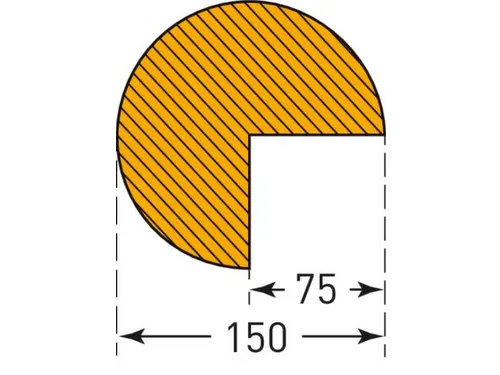 hoekbescherming,cirkel,LxØ 1000x150mm,EVAC-schuim,geel/zwart