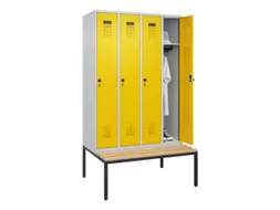 locker met bank,HxBxD 2120x1200x815mm,4vak,vak B 300mm,draaigrendel