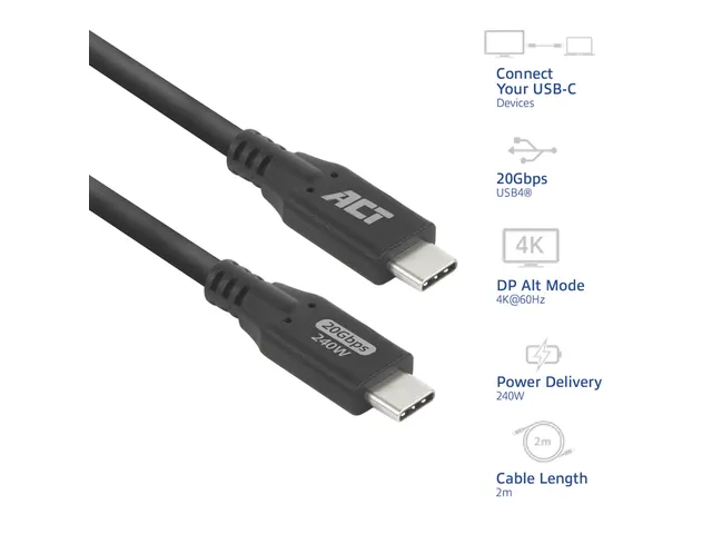 Câble ACT USB-C 4.0 20Gbps 2m