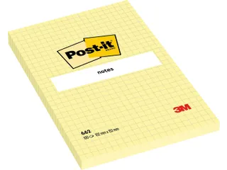 Memoblok Post-it 662 102x152mm ruit geel - 5