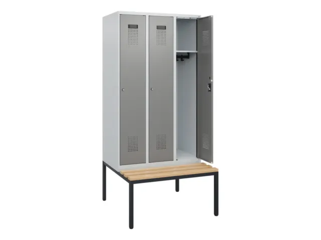 locker met bank,HxBxD 1950x900x815mm,3vak,vak B 300mm,cilinderslot