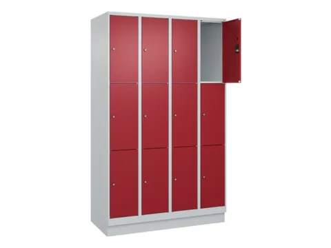lockerkast,HxBxD 1950x1200x500mm,4x3vakken,vak B 300mm,cil.-slot