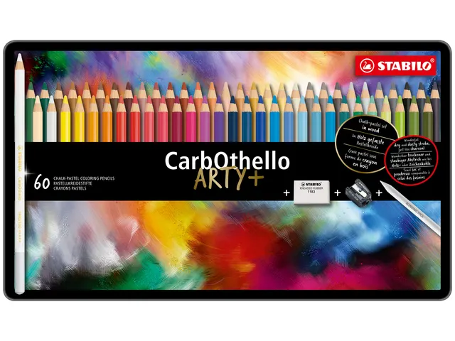Kleurpotloden STABILO CarbOthello kalkpastel assorti blik à 60 stuks