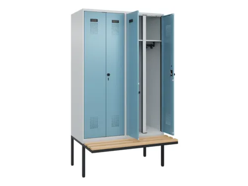 locker met bank,voor scheiding van kleding,HxBxD 2120x1200x815mm,4vak