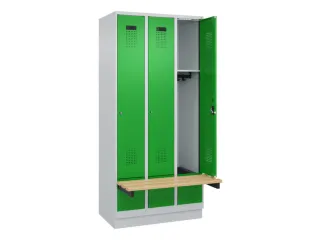locker met bank,HxBxD 1950x900x815mm,3vak,vak B 300mm,cilinderslot - 1