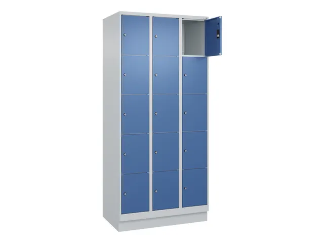 lockerkast,HxBxD 1950x900x500mm,3x5vakken,vak B 300mm,cil.-slot,sokkel