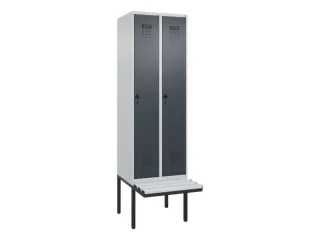 locker met bank,voor scheiding van kleding,HxBxD 2120x600x815mm,2vak - 2