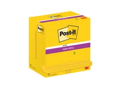 Memoblok Post-it 655 Super Sticky 76x127mm neon geel 12 stuks