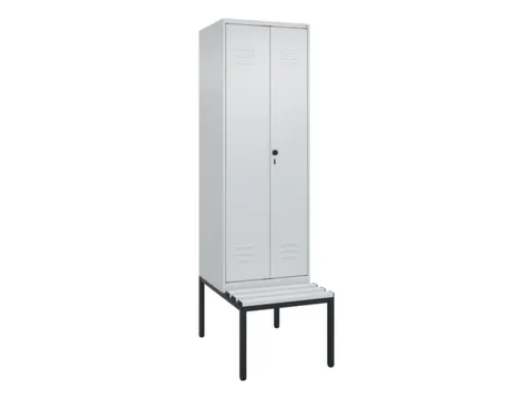 PBM-locker met bank,HxBxD 2120x600x815mm,2vak,vak B 300mm,draaigrendel