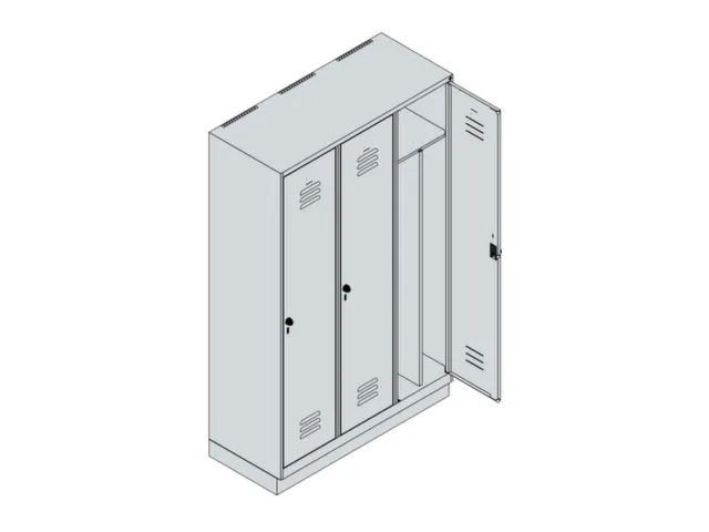 locker voor scheiding van kleding,HxBxD 1950x1200x500mm,3vak