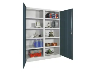 zwaarlastkast met openslaande deuren,RAL7035,front RAL3000 - 1