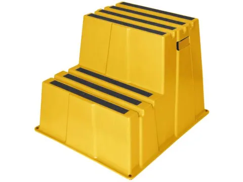 opstapje,bordes H 500mm,2treden m. antislipmatten,HDPE,geel