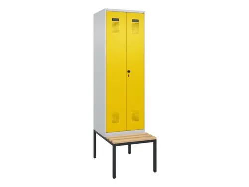 locker met bank,voor scheiding van kleding,HxBxD 2120x600x815mm,2vak