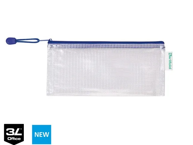 Pochette rangement Tarifold avec zip 250x130mm PVC bleu