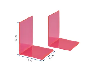 Boekensteun MAUL 10x10x13cm acryl set 2 neon rood transparant - 2