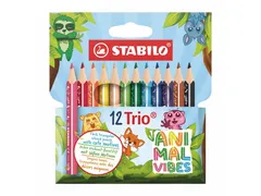 Kleurpotloden STABILO Trio dik Short Animal Vibes mini assorti blister